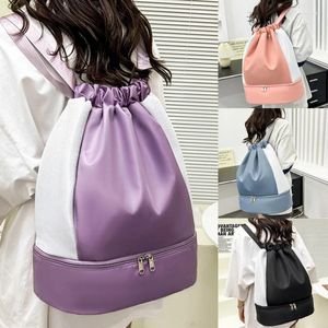 School Bags Sport Drawstring Backpack Lightweight Fitness Gym Waterproof Swimming Bag With Shoe Compartment Travel Duffle Women Men