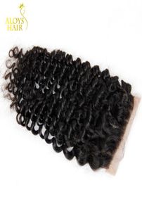 Grado 6A Chiusura riccia profonda brasiliana 100 Virgin Human Hair Top Lace Chiusure Dimensioni 4x4 Middle Middle Economico Brasiliana Kinky Cur2930367