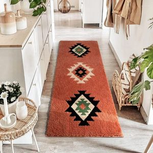 Carpets Bohemian Style Flocking Bathroom Rug Runner Long For Bedroom Hallway Kitchen Shower Luxury Soft Absorbent Large