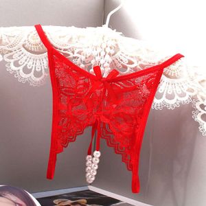M - XL Plus Size Lace Panties Women sexyy Transparent Underwear Pearl Massage Culotte Femme Open Crotch Thongs G-strings For sexy