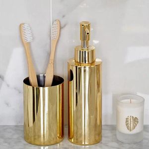 Badtillbehör set gyllene rostfritt stål flytande tvål dispenser tandborste hållare tvättverktyg tandkräm tandborste badrum arrangör