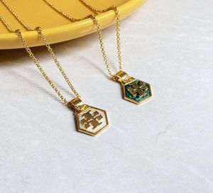 CLAVICLE CHEADEARRINGSColorful Shell Gold Plated Classic Polished Hexagonal Pending Necklace for Women5636676