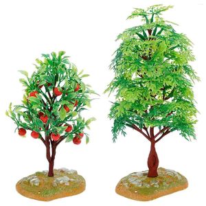 Flores decorativas 2 PCs Simulação Árvore Diy Modelo Decoração Paisagem Combatinha Miniaturas Areia Aornamento Desk Arma