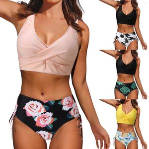 Women's Swimwear Swimsuit Split Sexy Bikini Fashion High Waist Bra Padded No Steel Summer Brazilian Push Up