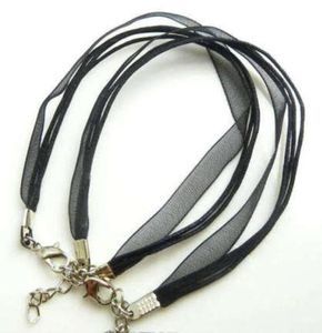 fashion black organza voile ribbon necklaces pendants chains cord 18 jewelry diy making8955029