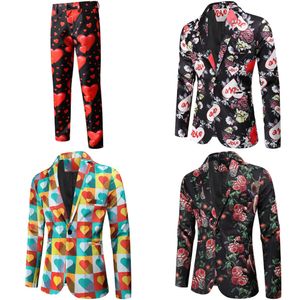 Garnitury Walentynkowe prezent męski płaszcz mody mody swobodny Slim Fit Blazer Buttons Suit 3D Serce Print Malowanie Blazerów Kurtka Mężczyźni 230130 S