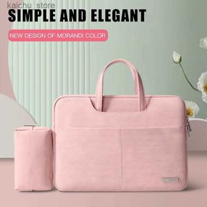 Other Computer Accessories PU Leather women Laptop Bag Notebook Case Carrying Briefcase for Macbook Air 13.3 14 15.6 inch men Handbags shoulder sleeve Bag Y240418