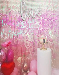 Dekoracja imprezy 1PC 3030 cm 3D Opalizowanie panel Rose Gold Shimmer Sequin Wallsticker Wallsticker Wedding Backdground 5431934