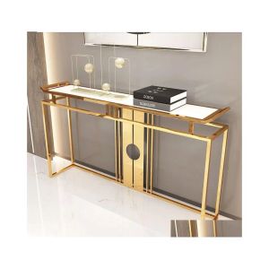 Furniture Living Room Furniture Chinesestyle Luxury Stainless Steel Marble Porch Table Club El Side View Console Cabinet Drop Delivery Home