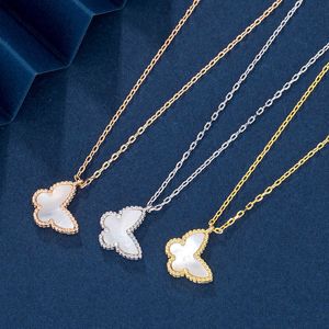 Designer Brand Van Glod New Butterfly Small Double sided Female White Fritillaria Pendant Simple and Luxury Versatile Collar Chain