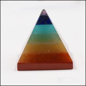 Lösa ädelstenar naturliga kristallsten Colorf Chakra Pyramid Yoga Energy Decoration 30x30x30mm Drop Delivery Otxsd