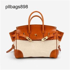 Designer Brkns Handbag 7a canvas American with top layer cowhide vegetable tanned fashion leisure mens Satchel ABSO