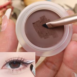 Eyeliner 2 w 1 czarny brązowy szybki krem ​​żelowy eyeliner z pędzlem wodoodpornym trwałym gładkim, a nie kwitnącym makijażem oka kosmetyka