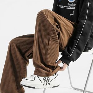 Men's Pants 2024 Spring Summer Mens Casual Solid Color Drawstring Lace-up Straight Trousers For Men Streetwear Fashion Corduroy