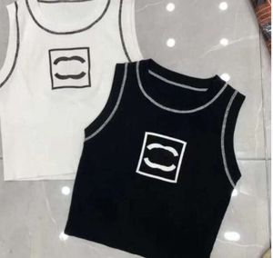 Anagram-utbredd kvinnor tankar camis bomullsblandning tank toppar två c bokstäver designer kjolar yogakanal kanalklänning bra väst damer solid vintage t-shirt femme 68h