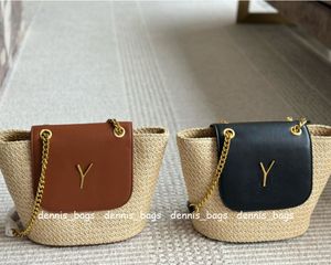 Designer Beach Bags Shoulder Bag Gold Hardware New Fashion Summer Lafite Grass Woven Straw Bucket Handbags