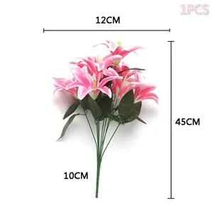 Flores decorativas 1pc 10 cabeças lírio seda de seda artificial Bridal Bouquet Party Home Table Decoration Vase Fake