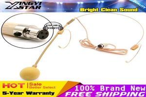 Beige Color Mini XLR 3 Pin Ta3F 3Pin Connector Headworn Earhook Headset Microphone Mic för trådlös BodyPack -sändare5828851