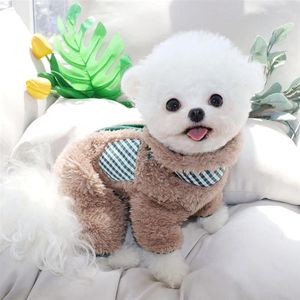 Собачья одежда осень и зимняя плюшевая хлопчатобумажная одежда сгущенной теплый питомец с четвероногим