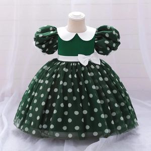 Girl Dresses Girls Christmas Carnival Pageant Party Dress per bambino Toddle 1 ° Battesimo Birthday Princess Prom Gown Kids Bow Polka Dot Abiti