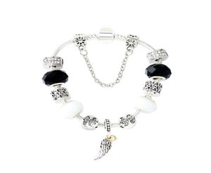 Strands bracelet angel wings beaded DIY large hole black and white glaze jewelry7130332