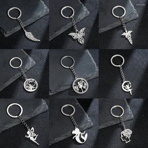 Клавные DIY DIY нержавеющая сталь Guardian Angel для девочек милый подвеска Keyring Keyholder Party Accessory Gift