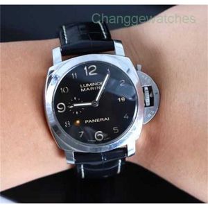 Relógios de luxo de Wristwatch de designer relógios automáticos relógios de relógio masculino Panerai Marina 1950 Aço inoxidável 44mm Cushion preto relógio Pam359wltzgu