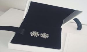 Women039s Cute Jewelry 925 Sterling Silver snowflake Stud Earring Original box for P Real Silver Earrings Christmas Gift7375813