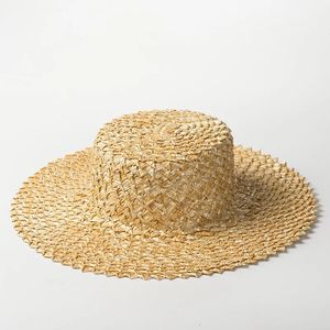 Ручная пшеничная пшеница соломенная столовая шляпа на открытом воздухе Sun Shade Beach Strail Hat 240412