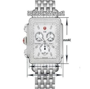 33mm Michele Signature Deco Diamond Chronograph Mother of Pearl Ladies quartz Watch3640731