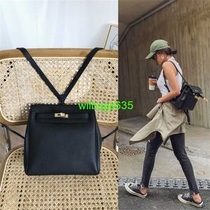 Leather Backpack Bags Trusted Luxury Ky Handbag Special Price Spot Double Shoulder Backpack Womens Top Layer Cowhide Togo Leather Backpack have logo HB5XXY
