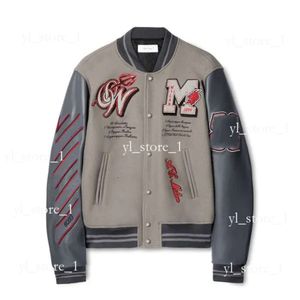 Giacche da uomo fuori dalla giacca di varsity bianca giacche da uomo offs uomo designer maschile di demolizione vento, lungo il ballo di baseball hip -hop da Whitejacket Coat 8499