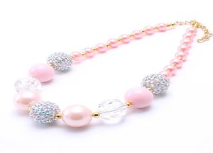 Fashion Baby Kid Chunky Necklace Peach Pink Color Cute Kid Bubblegum Chunky Bead Necklace Girl Children Jewelry2073922