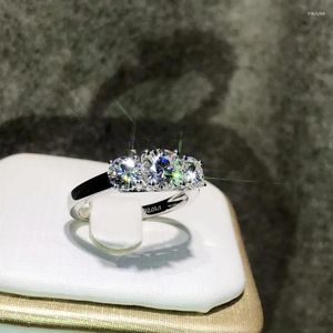 Anelli di cluster Hoyon 2 8mm Moissanite Diamond Style 3-in-1 Open Ring Pt950 Colore otto cuori e frecce Live Mouth Female