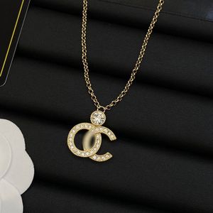 Original Logo Women Fashion Designer Necklace Luxury Letter Diamonds Necklace Calssic Size Pendant Necklaces For Lady