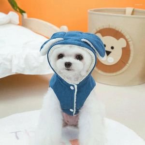 Anello di trazione dell'abbigliamento per cani pet cappotto morbido cotone comodo con chiusura bottone giacca invernale ideale per cani gatti con cappuccio all'aperto