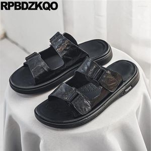 Slippers Stylish Slides Trend Beach Rubber Sole Men Walking Belts Summer Flats Strap Open Toe Shoes Sandals Footwear Waterproof