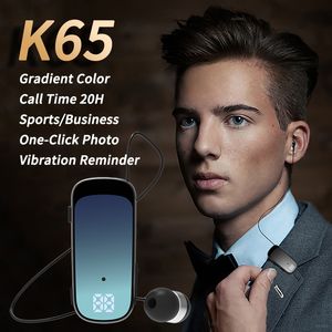 K65 Lavalier Business Bluetooth 5.2 Kulaklık Konuşma/Müzik Süresi 20 Saat, LED Dijital Ekran, Noice Kablosuz Kulaklıkları İptal Etme