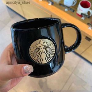 Garrafa de água New Starbucks Sereia Canecas Medalha Bronze Cuâmica Casal Designer Capé Copo L48