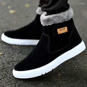 Sapatos casuais quentes tênis de pelúcia de inverno alto cáqui alto para homens escalando botas de tornozelo masculino Botas de pele