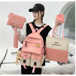 Mochila Drop Sagão de cinco peças feminino Insp Matching Middle School Fashion Letter Student Backpacks