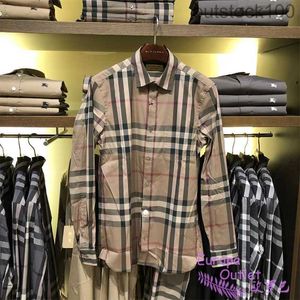 Fashion Luxury Buurberlyes Clothes for Women Men Village Classic Plaid Casual Long Sleeved Top Shirt Mens with Brand Original Logo