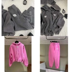 Hoodies Women's 2023 Sonbahar ve Kış Sıkıntılı Sırık Hoodie Polar Sweatshirt Sweatpants Set