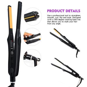 Mini Portable Ceramic Plate 2 In 1 Flat Iron Salon Profesional Ionic and Curler Hair Righteners 240411