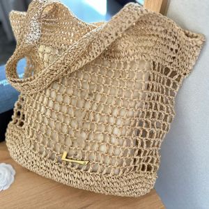 Tygpåse halm stor kapacitet axel shopping påsar ihålig väv handväska handväska crossbody totes handväskor kvinnor hobo påse vanliga avtagbara remmar