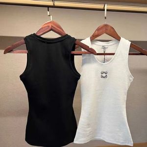 Embroidery Tank Top Summer Short Slim Navel exposed outfit Elastic Knitted Vest Sleeveless Breathable Knitted Pullover Womens Sport Tops