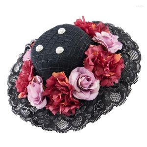 Berets Steampunk Top Hat Nonwoven Roleplay Hair Clip With Lace Trim Unisex Costume Fedoras Halloween Hairpin