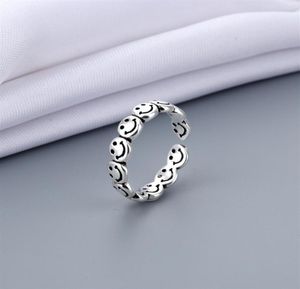 Ring 2021 Trend Ancient Silver Color Happy Smiling Face Open for Women Punk Hip Hop Verstellbarer Modeschmuck Geschenk27379293782