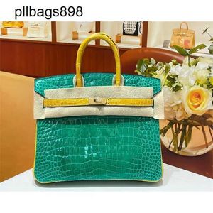 Designer feito à mão 7a bolsa de bolsa de bolas genuínas de couro de cor crocodilo de cor verde âmbar amarelo de 25cm womens com 8i8w