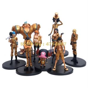 anime 9pcs Set One pezzi Film oro sanji luffy chopper zoro nico nami robin usopp brook franky action figura giocattolo y200421270t4138207